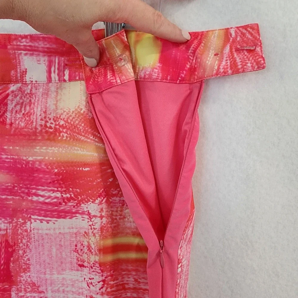 EP Pro Golf Skort Womens 10 Pink Orange‎ Abstract Brushstroke Performance Skirt